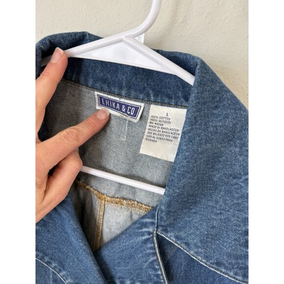 Vintage Erika & Co. Denim Chore Jacket Blazer Women’s Cotton Size Large L - Picture 2 of 4